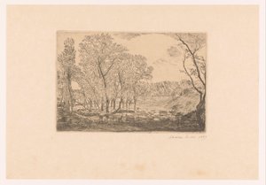 Paysage avec peupliers au bord de l