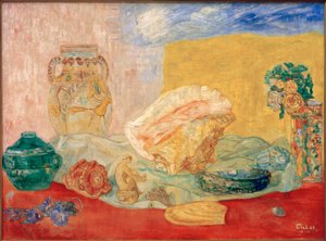 Coquillages, roses et vases