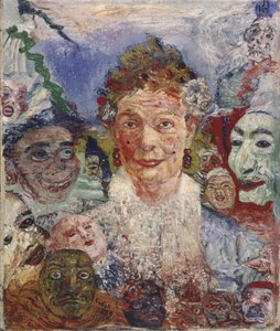 Vieille dame avec des masques