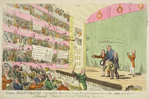 Magistrats agissant se commettant, étant leur première apparition comme joué au National Theatre Covent Garden - James Gillray