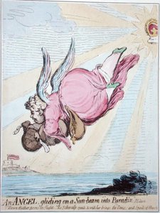 Un ange glissant sur un rayon de soleil dans le paradis - James Gillray