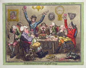 Anacreontick en plein chant, publié par Hannah Humphrey en 1801 (eau-forte, gravure avec aquatinte et aquarelle)