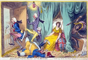 Britannia entre la mort et les médecins, pub. Hannah Humphrey, 20 mai 1804 - James Gillray