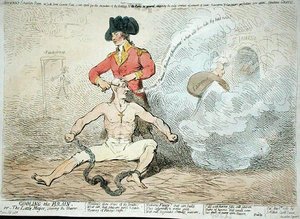 Refroidir le Cerveau, ou Le Petit Maire Rasant le Raseur, publié par J. Aitken en 1789 - James Gillray