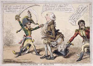 Évacuation de Malte, publié par Hannah Humphrey en 1803