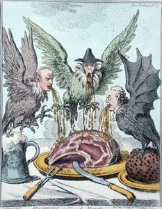 Les Harpies détruisant le festin, publié par Hannah Humphrey en 1799 - James Gillray