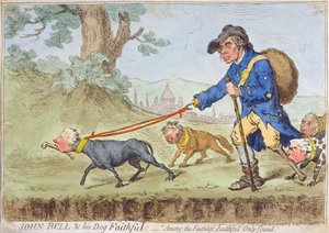 John Bull et son chien Faithful, publié par Hannah Humphrey en 1796