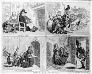 Le progrès de John Bull, publié par Hannah Humphrey, 1793 - James Gillray
