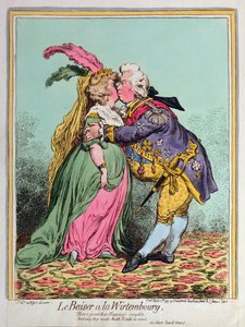 Le Baiser à la Wirtembourg, publié par Hannah Humphrey en 1797