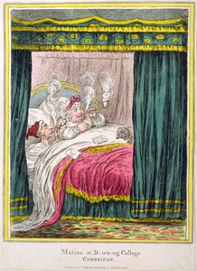 Matines au collège D-wn-ng, Cambridge, publié par Hannah Humphrey en 1810