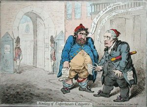 Réunion de citoyens malheureux, publié par Hannah Humphrey en 1798 - James Gillray