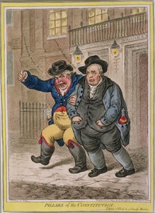 Les piliers de la Constitution : Trois heures et un matin nuageux, publié par Hannah Humphrey en 1809 (eau-forte coloriée à la main) - James Gillray