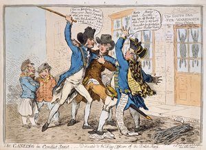 La bastonnade dans Conduit Street, publié par Hannah Humphrey, 1796 (eau-forte coloriée à la main)