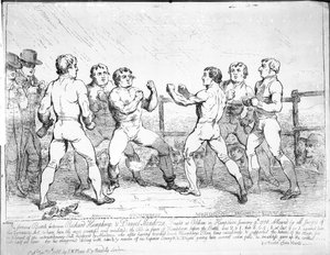 La célèbre bataille entre Richard Humphreys et Daniel Mendoza, 9 janvier 1788 - James Gillray