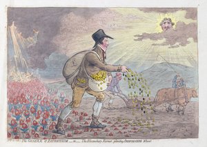 Le Génie du Patriotisme, ou Le Fermier de Bloomsbury plantant du Blé du Bedfordshire - James Gillray