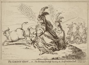 Le nœud Gordon ou La duchesse chassant le taureau du Bedfordshire, publié le 29 avril 1797