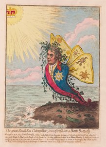 La grande chenille de la mer du Sud, transformée en papillon de Bath, publié en 1792 - James Gillray