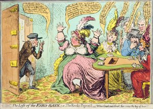 La Perte de la Banque Faro, ou Le Pigeon du Corbeau, publié par Hannah Humphrey en 1792 - James Gillray