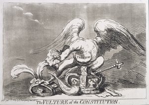Le Vautour de la Constitution, publié par Hannah Humphrey en 1789