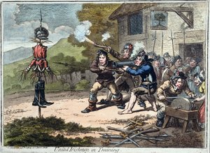 United Irishmen en formation, publié par Hannah Humphrey, 1798 (aquatinte)