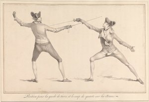 Position pour la garde de tierce, et le coup de quarte sur les armes - James Gwin
