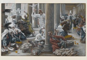 Christ chassant les vendeurs et acheteurs du temple, illustration pour La Vie du Christ - James Jacques Joseph Tissot