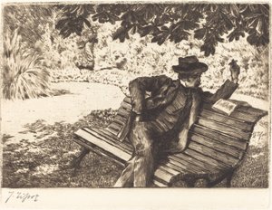 Denoisel lisant dans le jardin - James Jacques Joseph Tissot