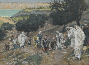 Jésus guérit les aveugles et les boiteux sur la montagne, illustration de La vie de notre Seigneur Jésus-Christ