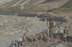 Saint Jean-Baptiste voit Jésus de loin, illustration de La vie de notre Seigneur Jésus-Christ - James Jacques Joseph Tissot