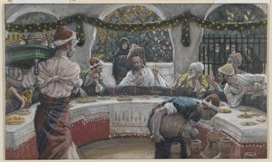 Le repas dans la maison du pharisien, illustration de La vie de notre Seigneur Jésus-Christ - James Jacques Joseph Tissot