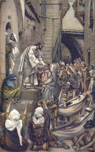 Toute la ville était rassemblée à la porte - Toute la ville était rassemblée à la porte - de "La Vie de Notre Seigneur Jésus-Christ" - 1899 par James Tissot - Et toute la ville était rassemblée à sa porte - Marc 1:33 - La Vie de Notre Seigneur Jésus-Christ - James Jacques Joseph Tissot