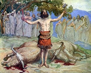 Saül sacrifie les bœufs par J James Tissot - Bible - James Jacques Joseph after Tissot