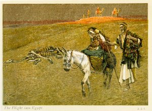 La Fuite en Égypte, Saint Matthieu - Chapitre 2 - Bible - James Jacques Joseph after Tissot