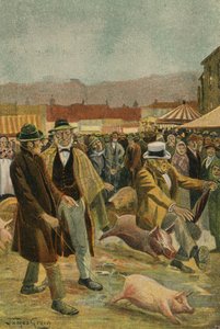 Une foire aux cochons irlandaise (lithographie couleur) - James McGavin Greig