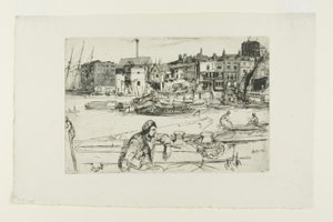 Black Lion Wharf, de la série de seize eaux-fortes de scènes sur la Tamise (le "Thames Set") - James Abbott McNeill Whistler