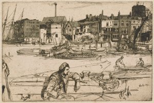 Black Lion Wharf, de la série Thames Set (Une série de seize gravures de scènes sur la Tamise et autres sujets) - James Abbott McNeill Whistler