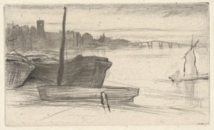 Pont et église de Chelsea, de la série Thames Set (Une série de seize gravures de scènes sur la Tamise et d