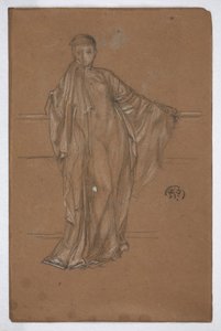 Figure drapée à une balustrade