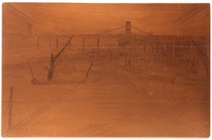Plaque de gravure : Vieux pont de Hungerford