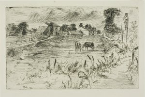 Paysage avec chevaux