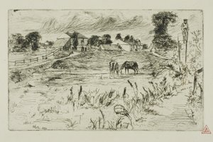 Paysage avec chevaux