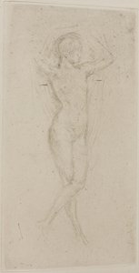 Fille nue avec les bras levés