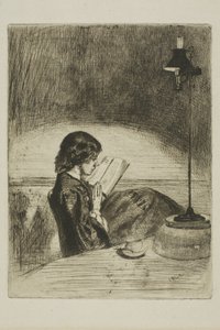 Lecture à la lumière de la lampe - James Abbott McNeill Whistler