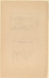Deux croquis de paysages accrochés à la Société des artistes britanniques - James Abbott McNeill Whistler