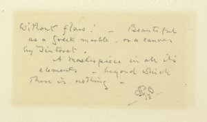 Inscription de Whistler et papillon anciennement sur le passe-partout de Clément de Jonghe de Rembrandt - James McNeill Whistler