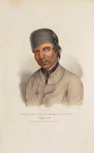 KITCH-EE-I-AA-BA ou le Grand Daim ; un chef chippewa, tiré du Portfolio autochtone - James Otto Lewis