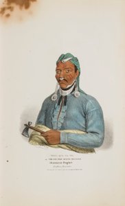 TENS-QUA-TA-WA ou Celui qui ouvre la porte ; prophète Shawnese (frère de Tecumthe), tiré du Portefeuille autochtone - James Otto Lewis
