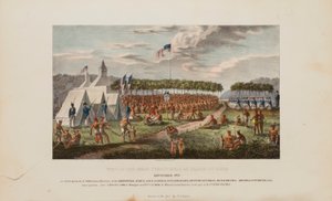 Vue du grand traité tenu à Prairie Du Chien, septembre 1825, extrait du Portfolio autochtone - James Otto Lewis