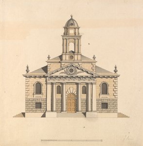 Conception pour une église : élévation de la façade ouest - James Paine
