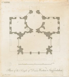 Weston-under-Lizard - Le Temple de Diane: gravure, vers 1765-1770 - James Paine